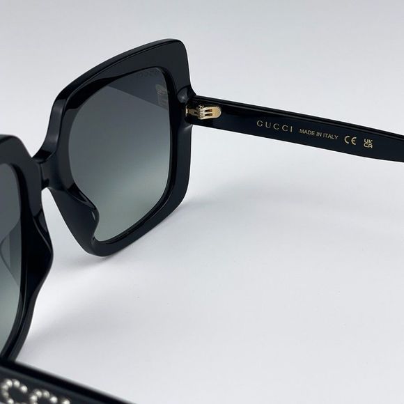 Gucci GG0418S 001 Sunglasses Black Grey Square Women - Picture 10 of 12